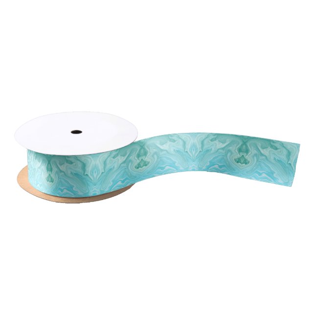 Blue Marble Pattern Satin Ribbon (Spool)