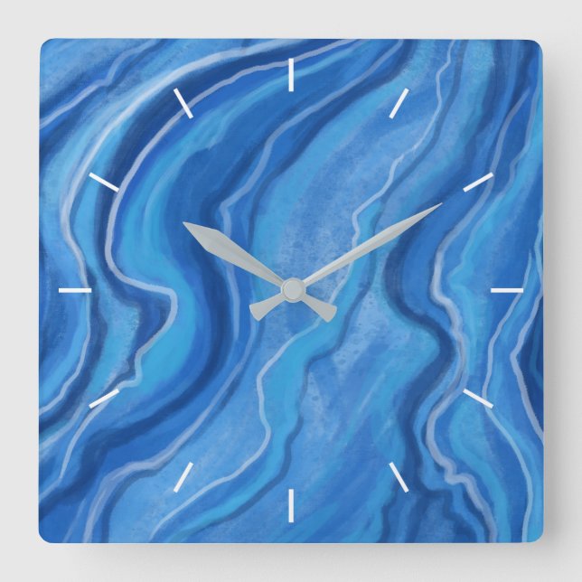 Blue Marble Pattern Wall Clock  (Front)