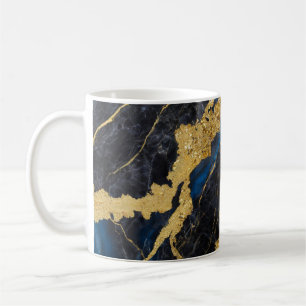 Blue Marble Pattern with Gold Coffee Mug