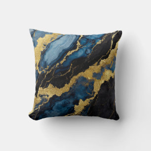 Blue Marble Pattern with Gold Cushion
