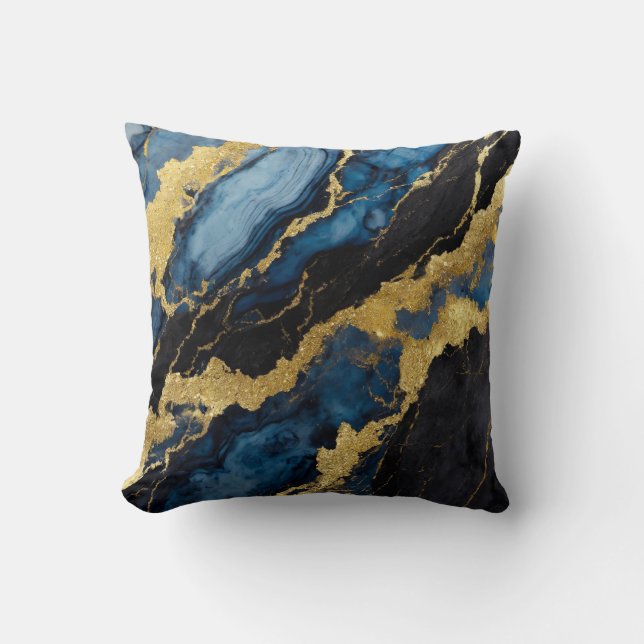 Blue Marble Pattern with Gold Cushion (Front)