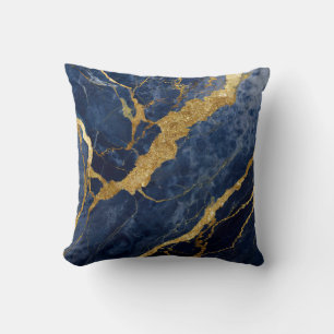 Blue Marble Pattern with Gold Cushion