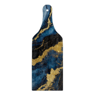 Blue Marble Pattern with Gold Cutting Board