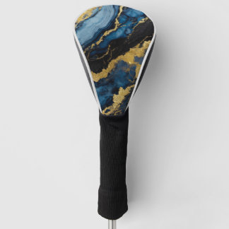 Blue Marble Pattern with Gold Golf Head Cover
