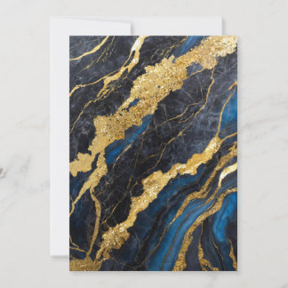 Blue Marble Pattern with Gold Invitation