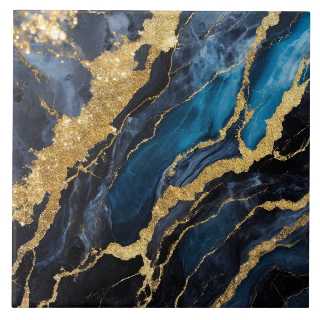 Blue Marble Pattern with Gold Tile (Front)