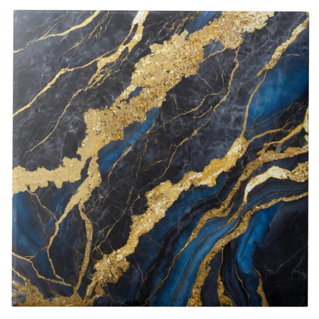 Blue Marble Pattern with Gold Tile (Front)