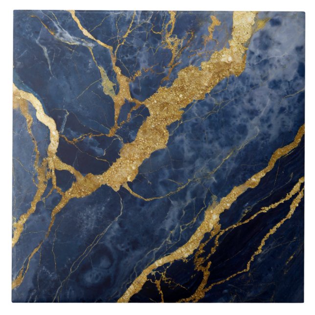 Blue Marble Pattern with Gold Tile (Front)