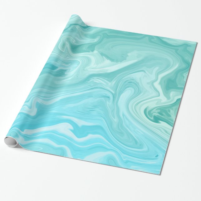 Blue Marble Pattern Wrapping Paper (Unrolled)