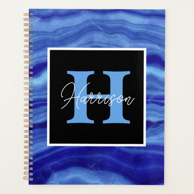 Blue Marble Personalised Monogram Name Planner (Front)