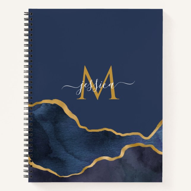 Blue Marble Personalised Monogram Notebook (Front)