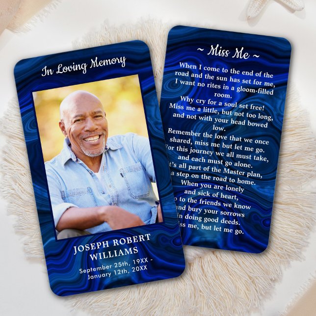 Blue Marble Photo Funeral Memorial Prayer Card (Creator Uploaded)