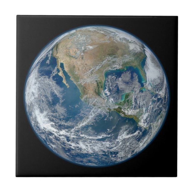Blue Marble Planet Earth North America Mexico Tile (Front)