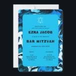 Blue Marble Star of David Custom Bar Bat Mitzvah Invitation<br><div class="desc">Perfect card to announce a bat mitzvah, bar mitzvah or other Jewish celebration! Hand made abstract art for you on the front and back side! FULLY CUSTOMIZABLE! Click on “Personalise” above to edit the text. Click "edit using design tool" to adjust the fonts, colours and placements and to delete the...</div>