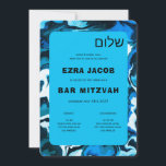 Blue Marble Star of David Custom Bar Bat Mitzvah Invitation<br><div class="desc">Perfect card to announce a bat mitzvah, bar mitzvah or other Jewish celebration! Hand made abstract art for you on the front and back side! FULLY CUSTOMIZABLE! Click on “Personalise” above to edit the text. Click "edit using design tool" to adjust the fonts, colours and placements and to delete the...</div>