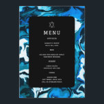 Blue Marble Star of David Custom Bar Bat Mitzvah Menu<br><div class="desc">Perfect menu card for a bat mitzvah, bar mitzvah or other Jewish celebration! Hand made abstract art for you on the front and back side! FULLY CUSTOMIZABLE! Click on “Personalise” above to edit the text. Click "edit using design tool" to adjust the fonts, colours and placements and to delete the...</div>