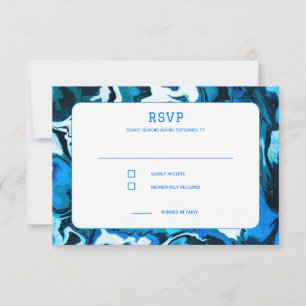 Blue Marble Star of David Custom Bar Bat Mitzvah RSVP Card