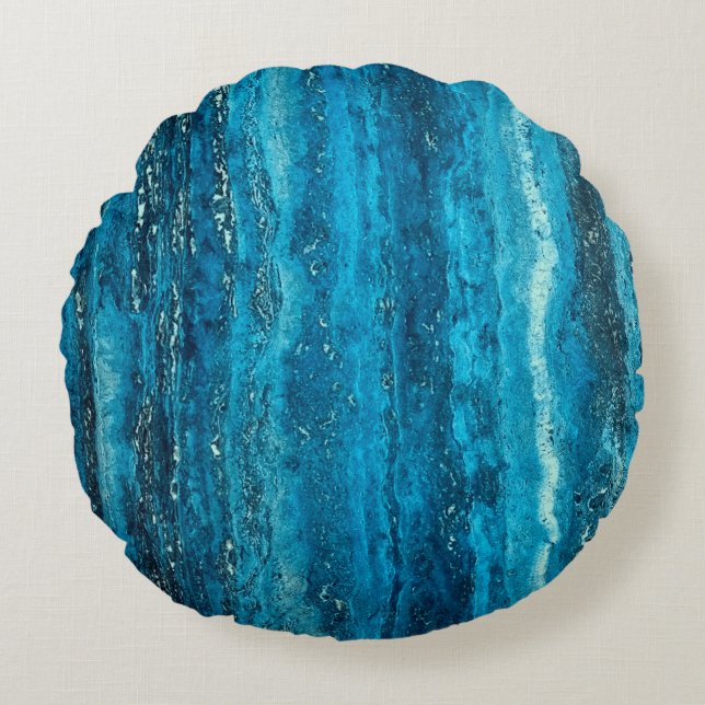 Blue marble stone round cushion (Front)