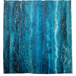 Blue marble stone shower curtain
