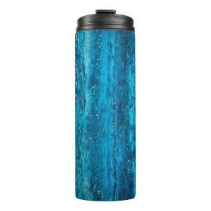 Blue marble stone thermal tumbler