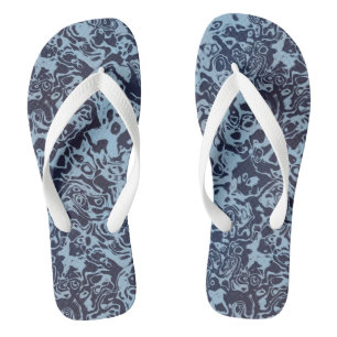 Blue Marble Swirl Abstract Flip Flops