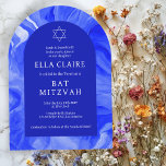 Blue Marble Swirls Star David Bar Bat Mitzvah Arch Invitation<br><div class="desc">Perfect card to announce a bat mitzvah, bar mitzvah or other Jewish celebration! Hand made watercolor swirl art for you on the front and back side! FULLY CUSTOMIZABLE! Click on “Personalise” above to edit the text. Click "edit using design tool" to adjust the fonts, colours and placements and to delete...</div>