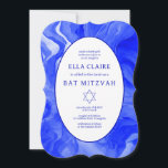 Blue Marble Swirls Star of David Bar Bat Mitzvah Invitation<br><div class="desc">Perfect card to announce a bat mitzvah, bar mitzvah or other Jewish celebration! Hand made watercolor swirl art for you on the front and back side! FULLY CUSTOMIZABLE! Click on “Personalise” above to edit the text. Click "edit using design tool" to adjust the fonts, colours and placements and to delete...</div>