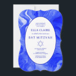Blue Marble Swirls Star of David Bar Bat Mitzvah Invitation<br><div class="desc">Perfect card to announce a bat mitzvah, bar mitzvah or other Jewish celebration! Hand made watercolor swirl art for you on the front and back side! FULLY CUSTOMIZABLE! Click on “Personalise” above to edit the text. Click "edit using design tool" to adjust the fonts, colours and placements and to delete...</div>