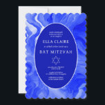 Blue Marble Swirls Star of David Bar Bat Mitzvah Invitation<br><div class="desc">Perfect card to announce a bat mitzvah, bar mitzvah or other Jewish celebration! Hand made watercolor swirl art for you on the front and back side! FULLY CUSTOMIZABLE! Click on “Personalise” above to edit the text. Click "edit using design tool" to adjust the fonts, colours and placements and to delete...</div>