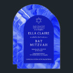 Blue Marble Swirls Star QR Bar Bat Mitzvah Arch Invitation<br><div class="desc">Perfect card to announce a bat mitzvah, bar mitzvah or other Jewish celebration! Hand made watercolor swirl art for you on the front and back side! FULLY CUSTOMIZABLE! Click on “Personalise” above to edit the text. Click "edit using design tool" to adjust the fonts, colours and placements and to add...</div>