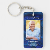 Blue Marble Sympathy Photo Funeral Memorial Prayer Key Ring (Front)