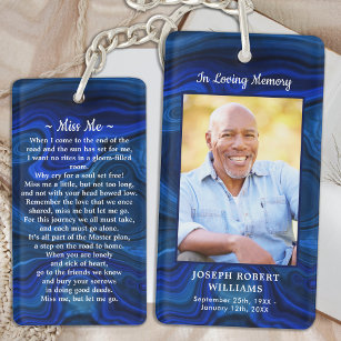 Blue Marble Sympathy Photo Funeral Memorial Prayer Key Ring