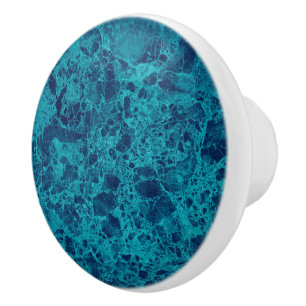 Blue Marble Terrazzo Structure Ceramic Knob