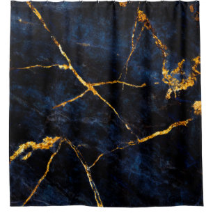 Blue marble texture background, Italian marble sla Shower Curtain