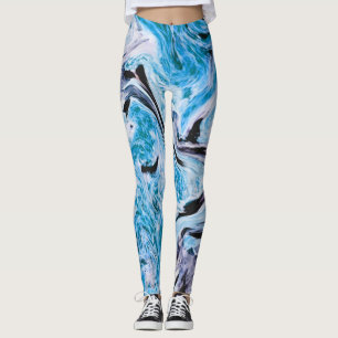Blue Marble Texture Leggings