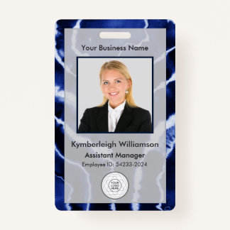 Blue Marble Tie Dye Business Employee Photo ID ID Badge