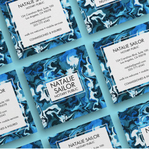 Blue Marble Unique Minimal Modern Notary Public Square Business Card