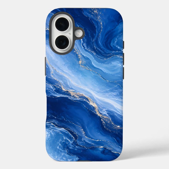 Blue Marble Waves Luxury Abstract Case-Mate iPhone Case (Back)