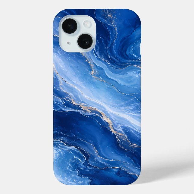 Blue Marble Waves Luxury Abstract Case-Mate iPhone Case (Back)