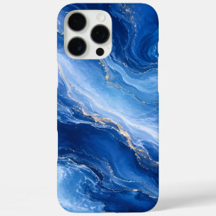Blue Marble Waves Luxury Abstract iPhone 16 Pro Max Case