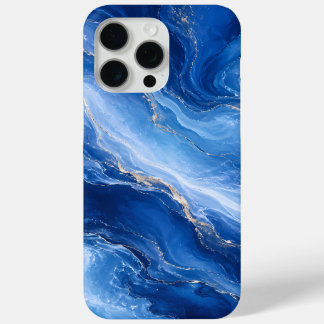Blue Marble Waves Luxury Abstract iPhone 15 Pro Max Case