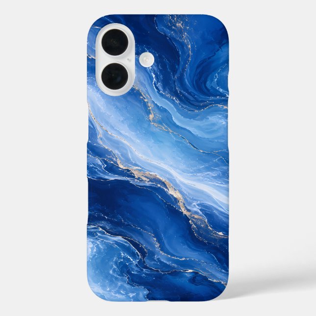 Blue Marble Waves Luxury Abstract Case-Mate iPhone Case (Back)