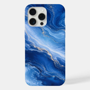 Blue Marble Waves Luxury Abstract iPhone 15 Pro Max Case