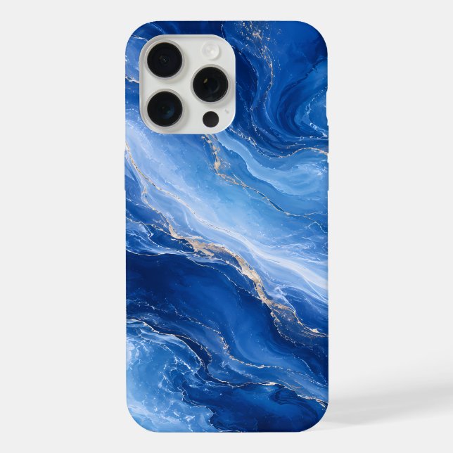 Blue Marble Waves Luxury Abstract iPhone Case (Back)
