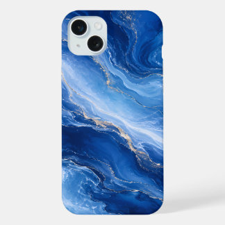 Blue Marble Waves Luxury Abstract iPhone 15 Plus Case