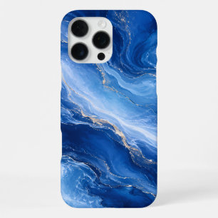 Blue Marble Waves Luxury Abstract iPhone 16 Pro Max Case