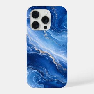 Blue Marble Waves Luxury Abstract iPhone 15 Pro Case