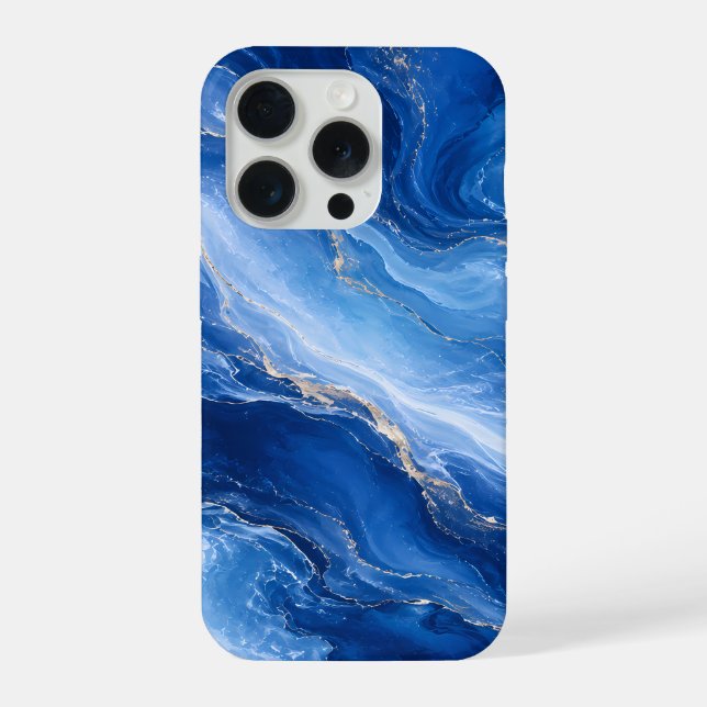Blue Marble Waves Luxury Abstract iPhone Case (Back)