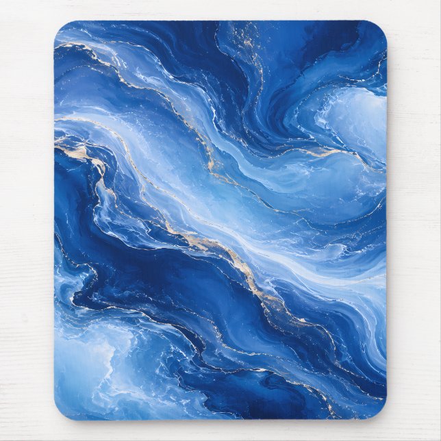 Blue Marble Waves Luxury Abstract Mouse Mat (Front)