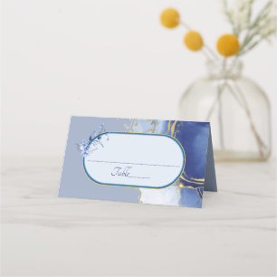 Blue Marble Wedding Place Card